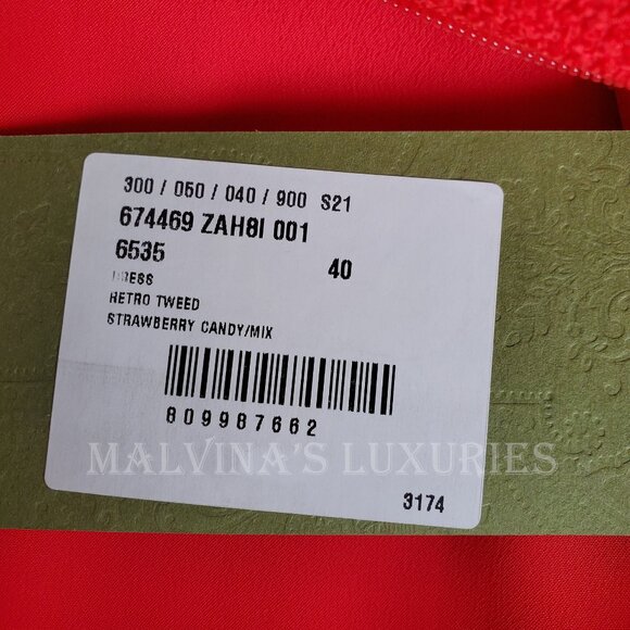 GUCCI DRESS VELVET TRIM RETRO RED TWEED WOOL BLEND sz IT 40 US 4 - Picture 13 of 13